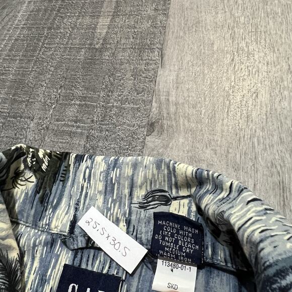 Vtg GAP Hawaiian Loop Collar Shirt Blue Y2K Tropical Island Sailing Button Shirt - Picture 6 of 6